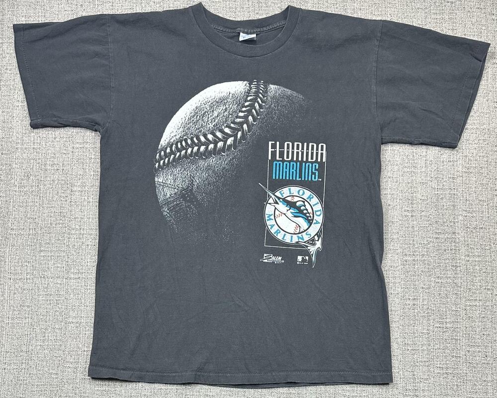 Vintage Florida Marlins Shirt Mens XL Black MLB Baseball Salem 90s USA 1992 90s